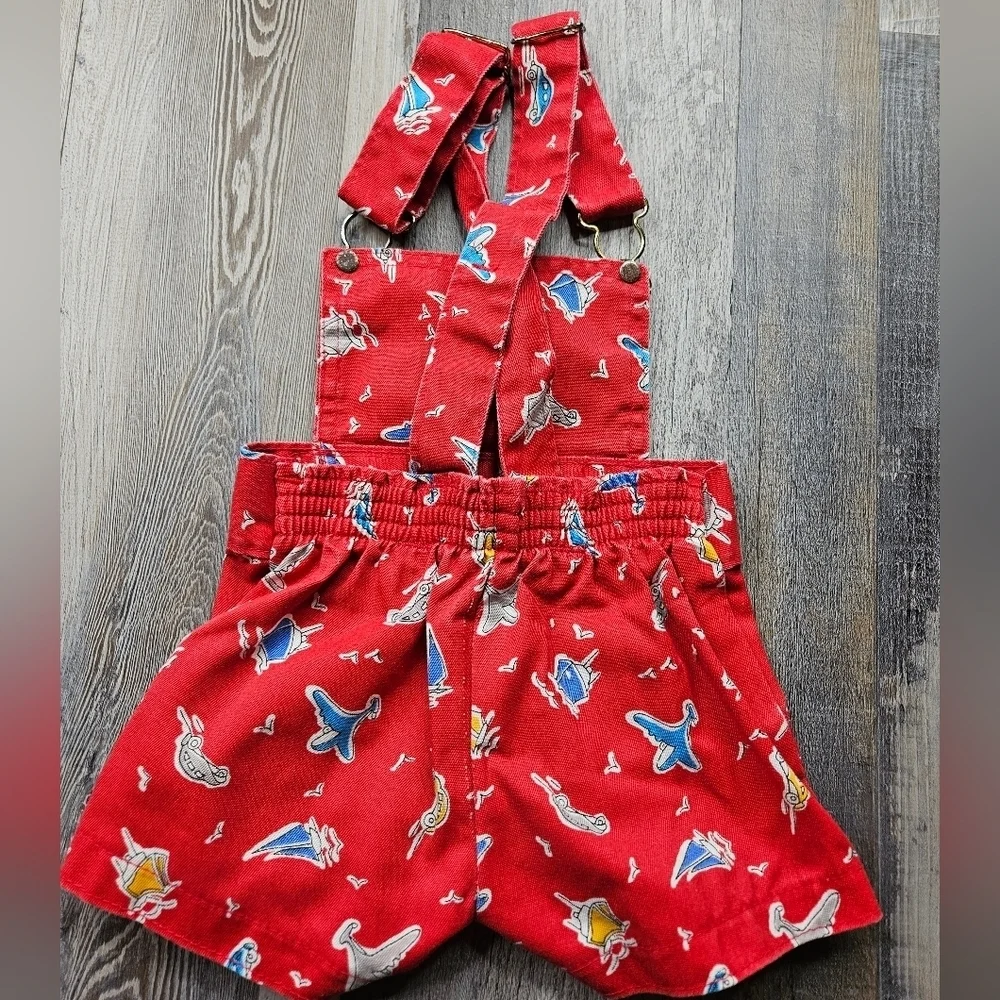 CuteCumber Kids Overalls Vintage 18 Months Red with sailing pattern